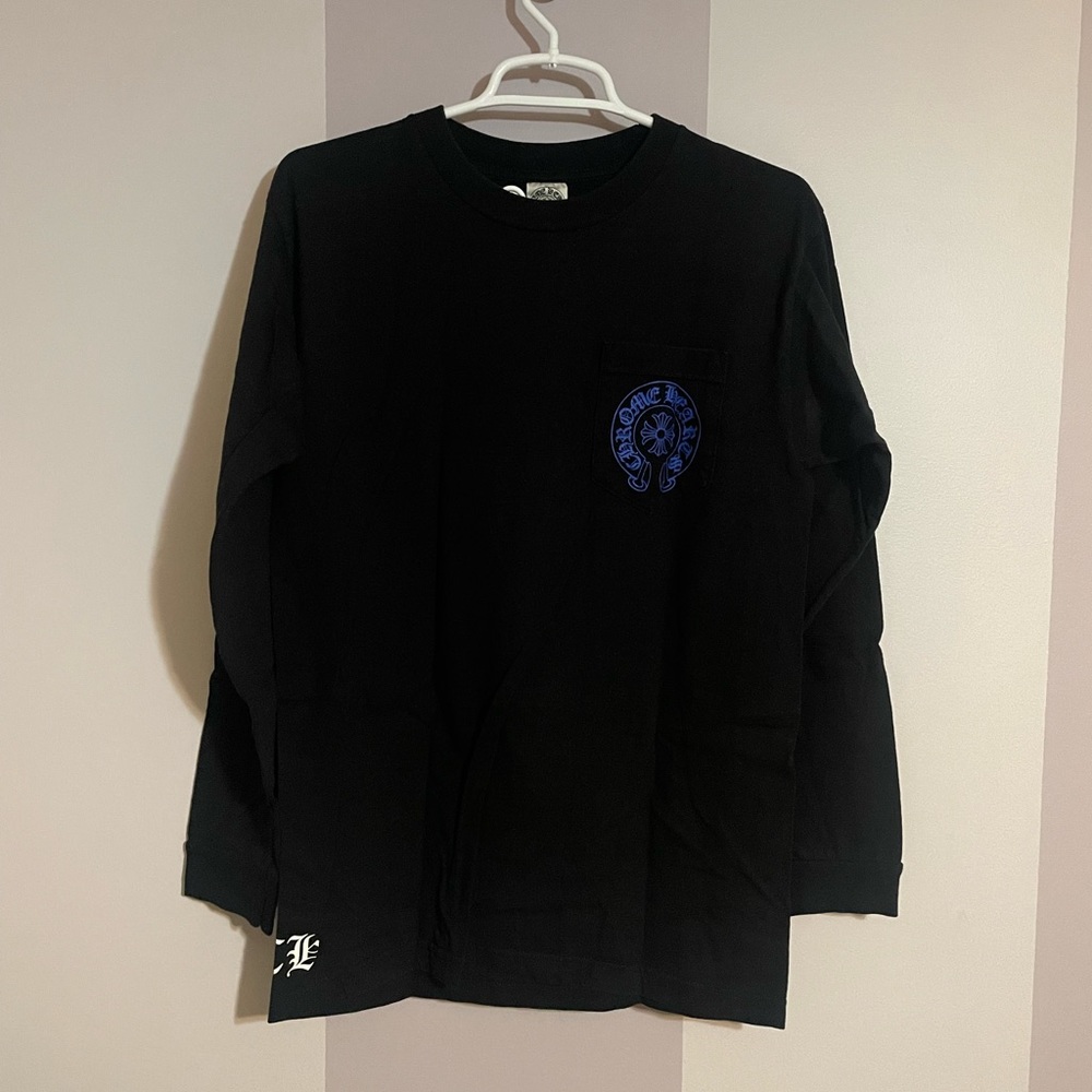 Men’s Chrome Hearts Black Blue Long Sleeve Shirt size medium